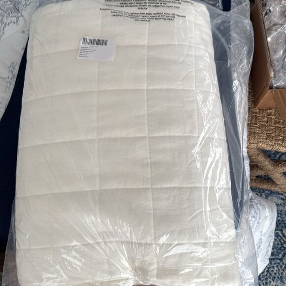 Quince European Linen Box Quilt Full/Queen NWOT ivory - Picture 4 of 8